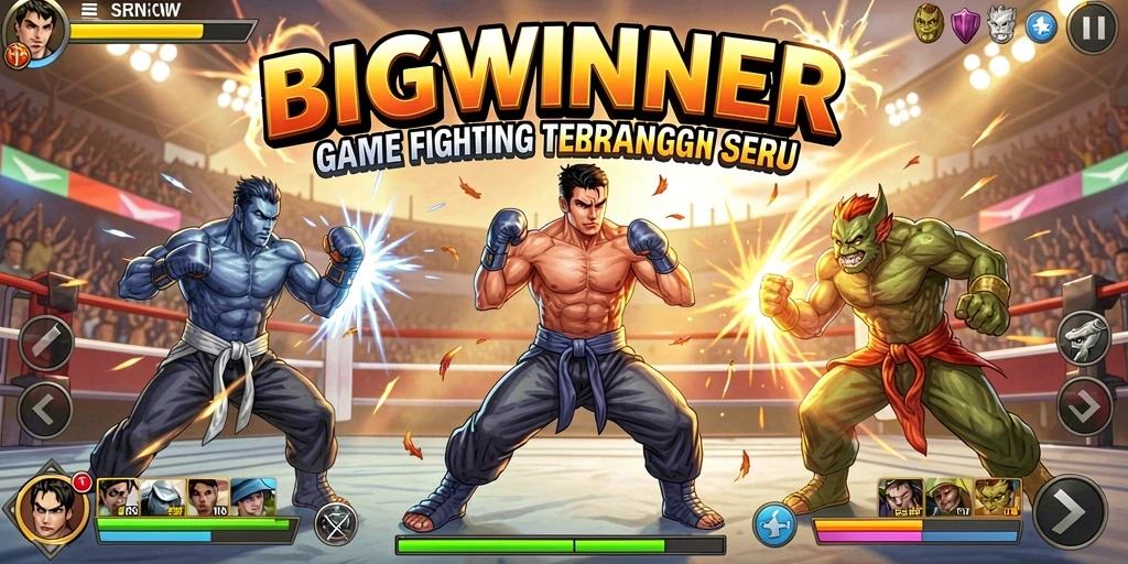 Gameplay seru dalam BIGWINNER dengan karakter bertarung.