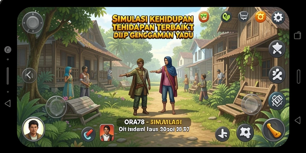 Tampilan gameplay ORA78 yang menggambarkan simulasi kehidupan yang menarik.