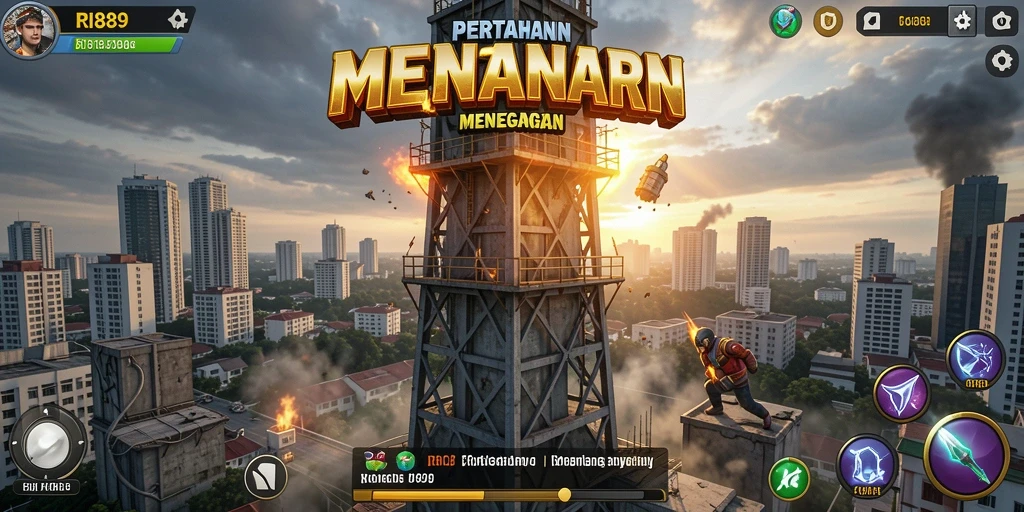 Gameplay seru dari RI889 dalam mempertahankan menara.