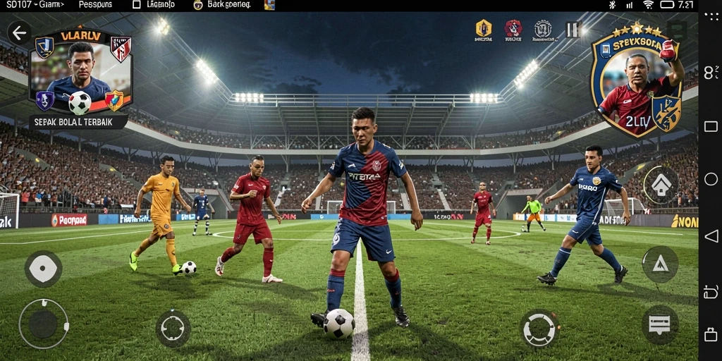 Screenshot SD107 menampilkan aksi nyata dalam pertandingan sepak bola.