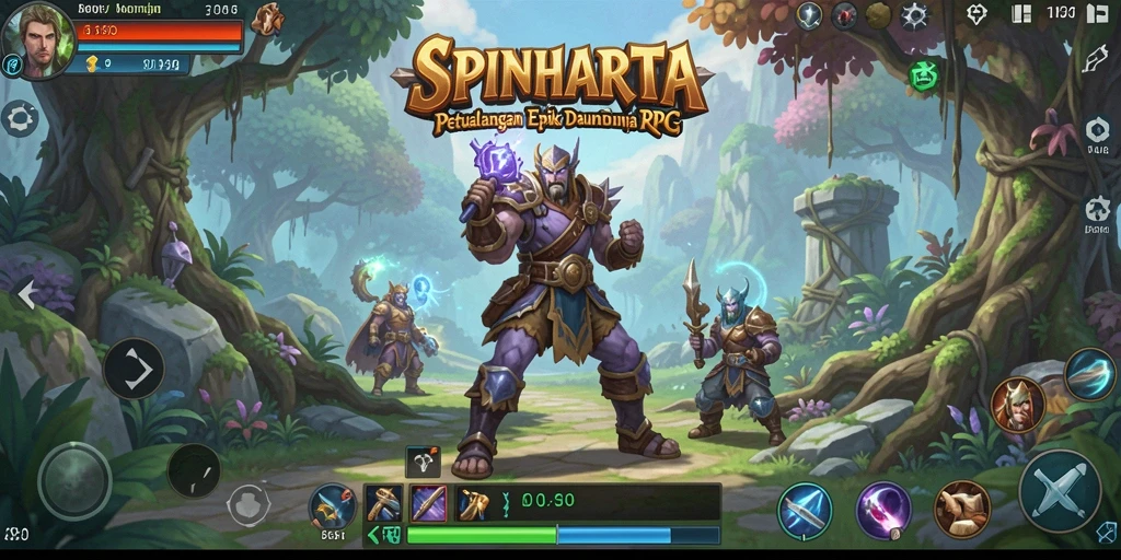Tampilan menarik dari gameplay SPINHARTA yang penuh petualangan RPG.