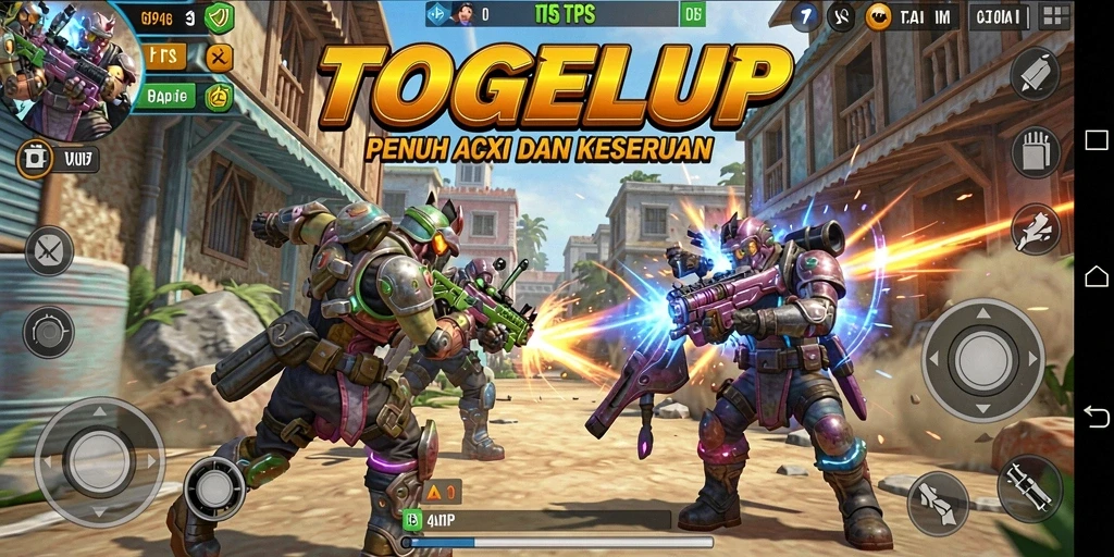 Tampilan gameplay TOGELUP dengan aksi TPS yang mendebarkan.