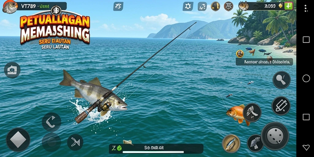 Screenshot gameplay VT789 yang memperlihatkan pengalaman memancing yang mendebarkan.